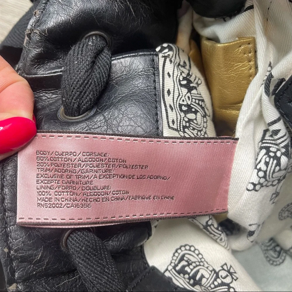 Juicy Couture Vintage Black/White Houndstooth Velour Purse Y2K - Picture 9 of 12